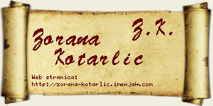 Zorana Kotarlić vizit kartica